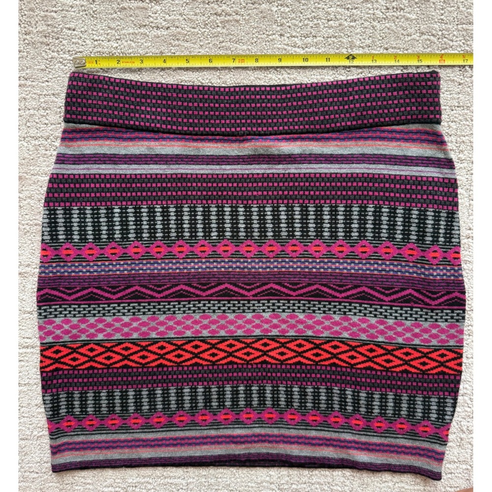 Krimson Klover Ethnic Fair Isle Merino Wool silk Pull On Skirt Women L Knit EUC - Picture 3 of 6